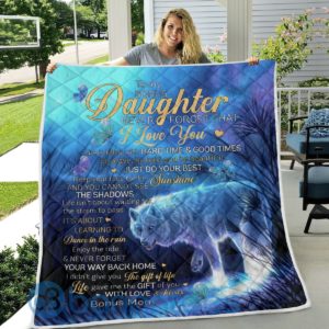 To Bonus Daughter, Never Forget That I Love You Wolf Quilt Blanket Product Photo
