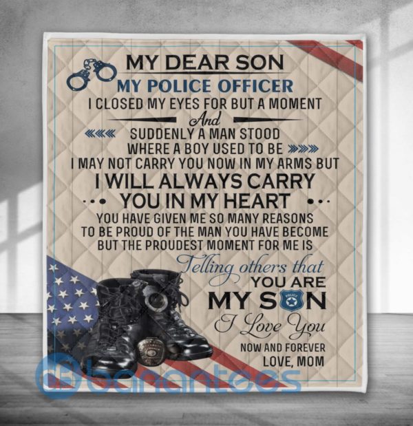 To Dear Son My Police Officer Blanket Quilt Product Photo