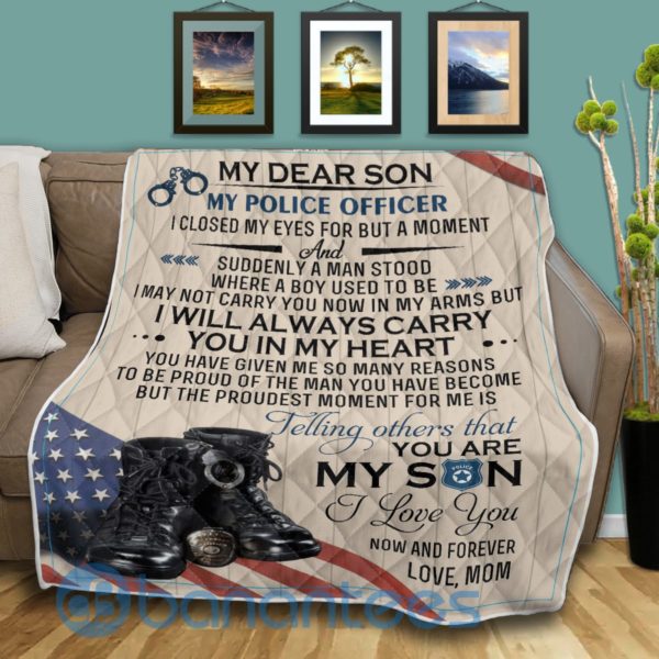 To Dear Son My Police Officer Blanket Quilt Product Photo