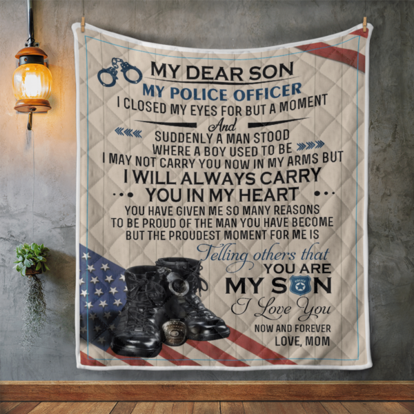 To Dear Son My Police Officer Blanket Quilt Product Photo