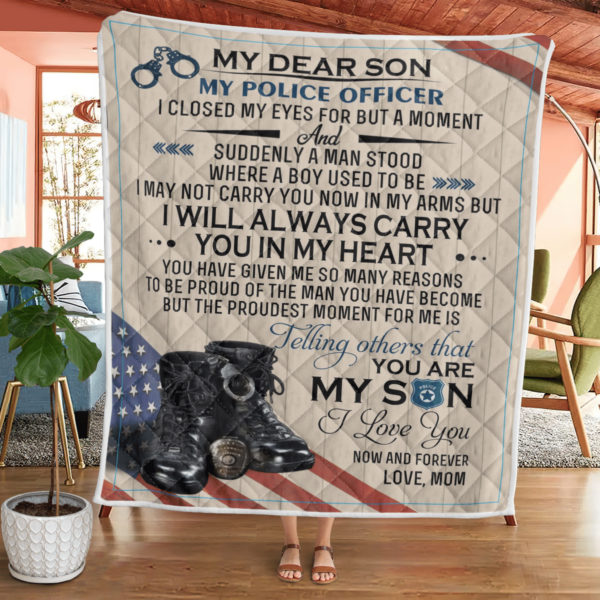 To Dear Son My Police Officer Blanket Quilt Product Photo