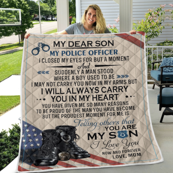 To Dear Son My Police Officer Blanket Quilt Product Photo