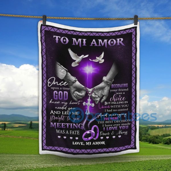 To Mi Amor Couple Dove Sherpa Blanket Product Photo