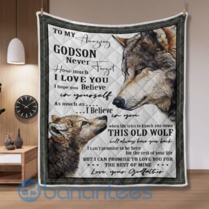 To My Amazing Godson Wolf Blanket Quilt Product Photo