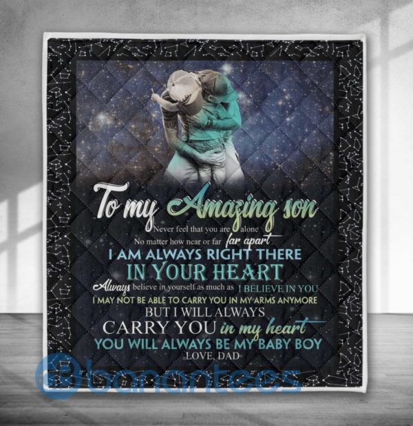 To My Amazing Son I Will Always Carry You In My Heart Blanket Quilt Product Photo