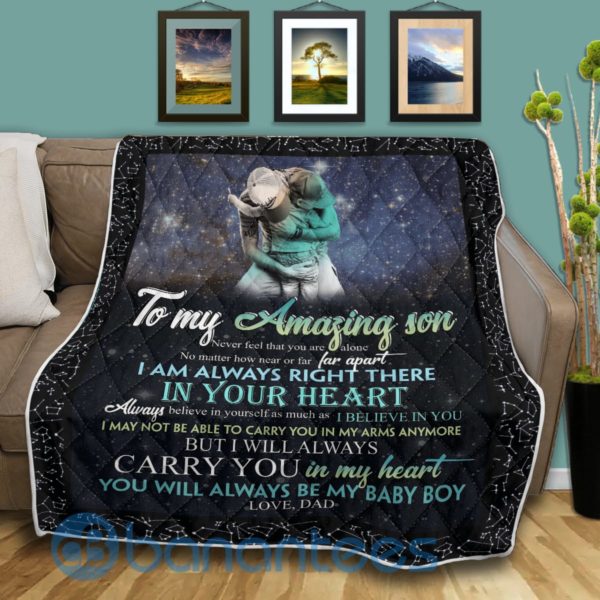 To My Amazing Son I Will Always Carry You In My Heart Blanket Quilt Product Photo