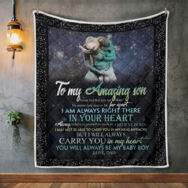 To My Amazing Son I Will Always Carry You In My Heart Blanket Quilt Product Photo