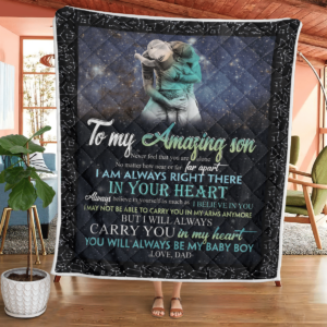 To My Amazing Son I Will Always Carry You In My Heart Blanket Quilt Product Photo