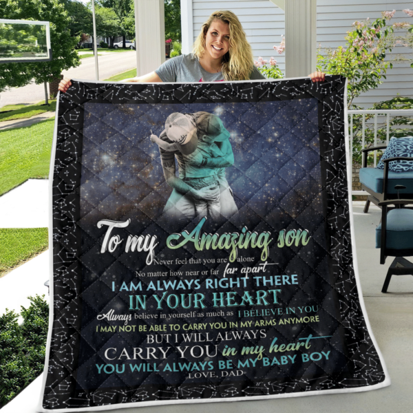 To My Amazing Son I Will Always Carry You In My Heart Blanket Quilt Product Photo
