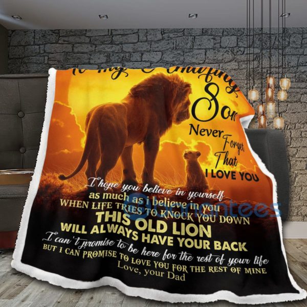 To My Amazing Son Lion Sherpa Blanket Product Photo