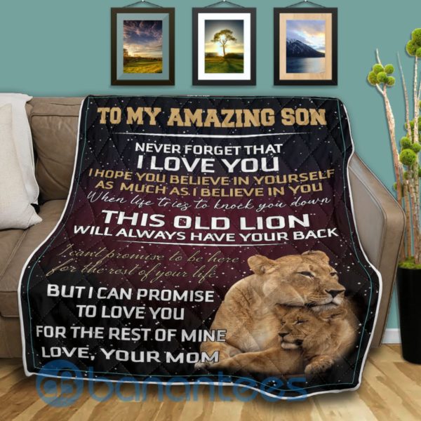 To My Amazing Son Never Forrget That I Love You Lion Blanket Quilt Product Photo