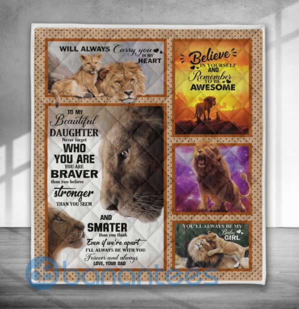 To My Beautiful Daughter Lion Blanket Quilt Product Photo