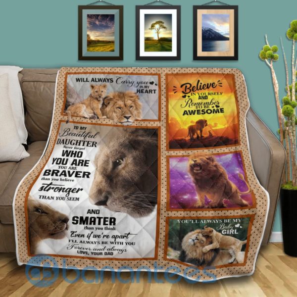 To My Beautiful Daughter Lion Blanket Quilt Product Photo