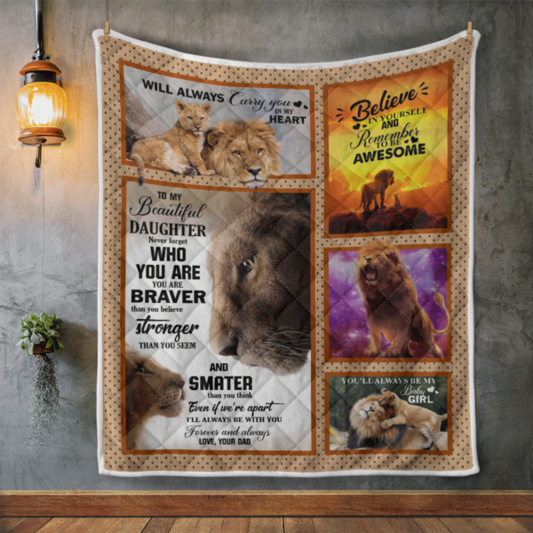 To My Beautiful Daughter Lion Blanket Quilt Product Photo
