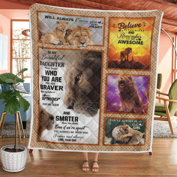 To My Beautiful Daughter Lion Blanket Quilt Product Photo
