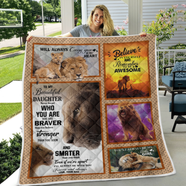 To My Beautiful Daughter Lion Blanket Quilt Product Photo