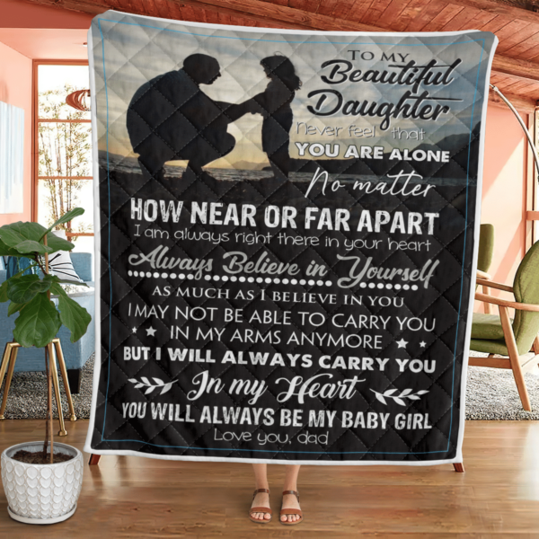 To My Beautiful Daughter Never Feel That You Are Alone Blanket Quilt Product Photo