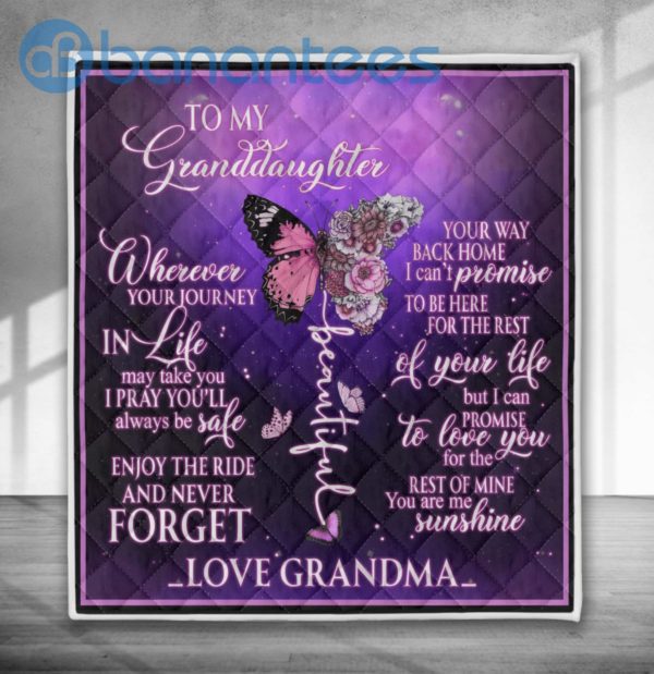 To My Beautiful Granddaughter Butterfly Quilt Blanket Quilt Product Photo