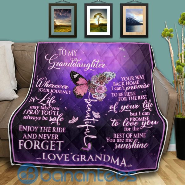 To My Beautiful Granddaughter Butterfly Quilt Blanket Quilt Product Photo