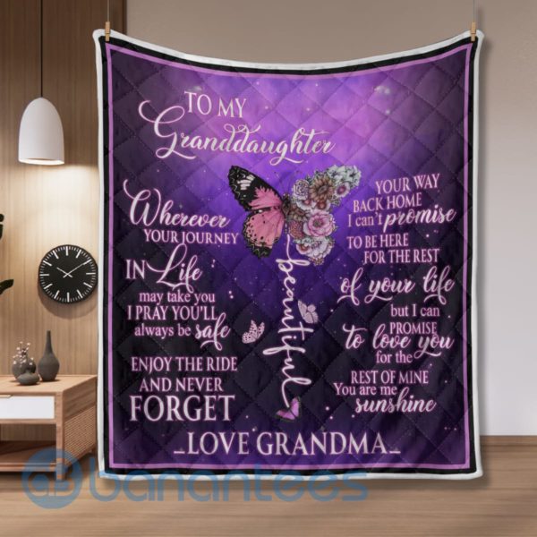 To My Beautiful Granddaughter Butterfly Quilt Blanket Quilt Product Photo