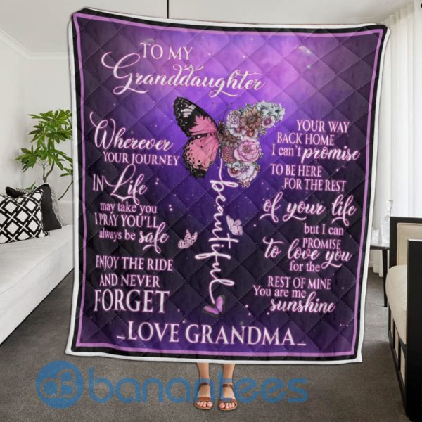 To My Beautiful Granddaughter Butterfly Quilt Blanket Quilt Product Photo