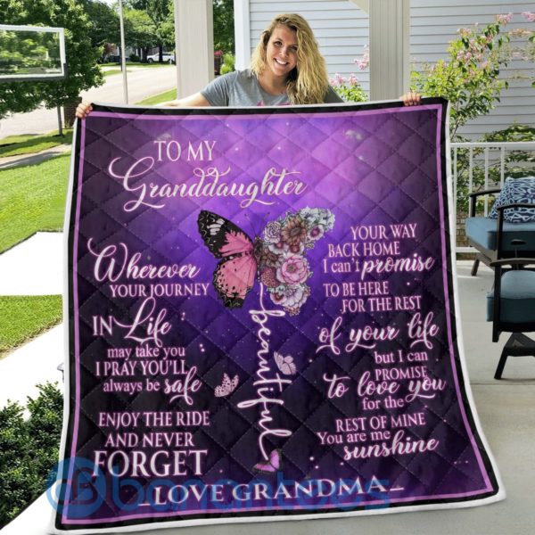 To My Beautiful Granddaughter Butterfly Quilt Blanket Quilt Product Photo