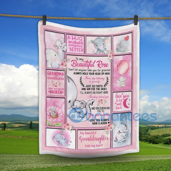 To My Beautiful Granddaughter Elephant Sherpa Blanket Product Photo