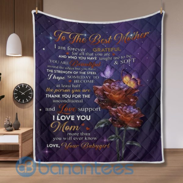 To My Best Mother Rose And Butterfly Design Quilt Blanket Product Photo