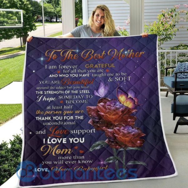 To My Best Mother Rose And Butterfly Design Quilt Blanket Product Photo