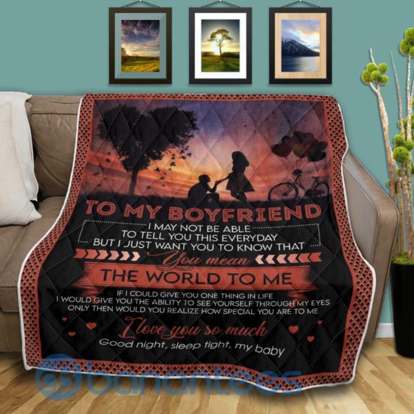 To My Boyfriend Good Night Sleep Tight My Baby Blanket Quilt Product Photo