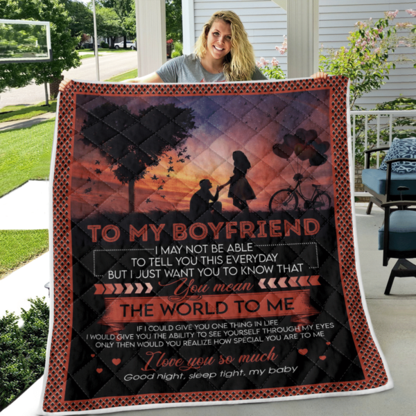 To My Boyfriend Good Night Sleep Tight My Baby Blanket Quilt Product Photo