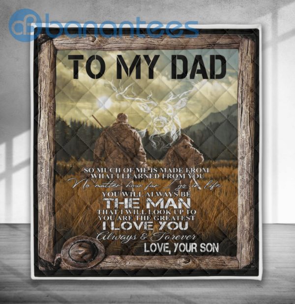 To My Dad Best Hunting Partner Quilt Father Day Gift Blanket Quilt Product Photo