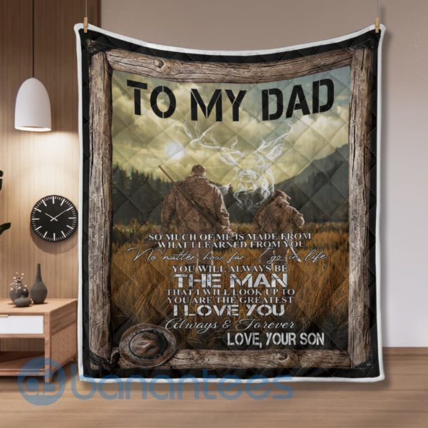 To My Dad Best Hunting Partner Quilt Father Day Gift Blanket Quilt Product Photo