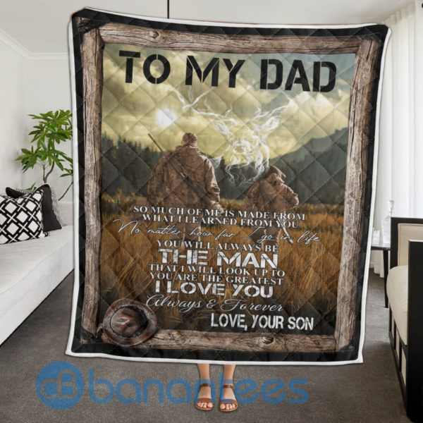 To My Dad Best Hunting Partner Quilt Father Day Gift Blanket Quilt Product Photo