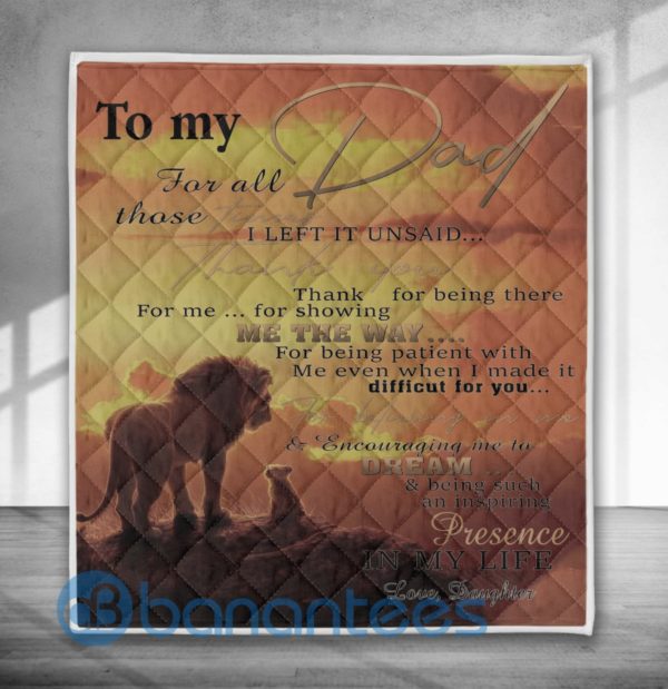 To My Dad For All Those Time Lion Blanket Quilt Product Photo