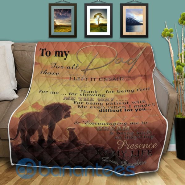 To My Dad For All Those Time Lion Blanket Quilt Product Photo