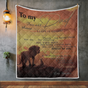 To My Dad For All Those Time Lion Blanket Quilt Product Photo