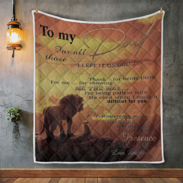 To My Dad For All Those Time Lion Blanket Quilt Product Photo