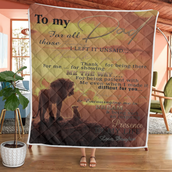 To My Dad For All Those Time Lion Blanket Quilt Product Photo