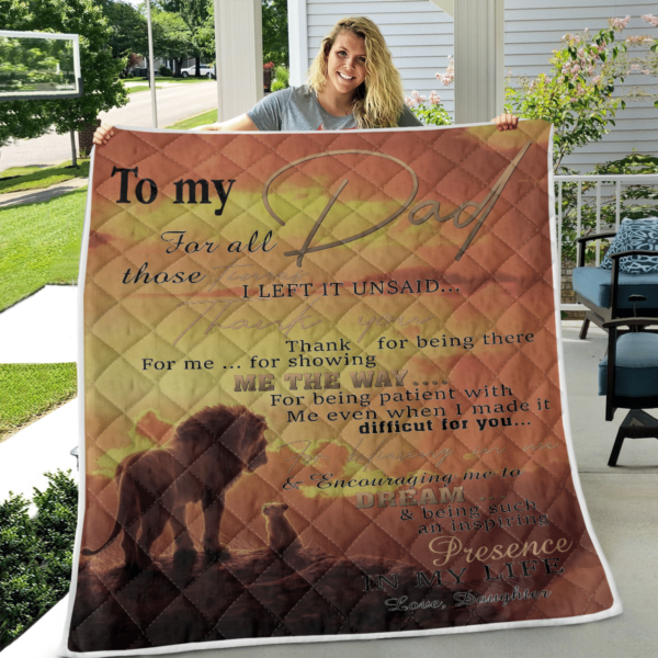 To My Dad For All Those Time Lion Blanket Quilt Product Photo