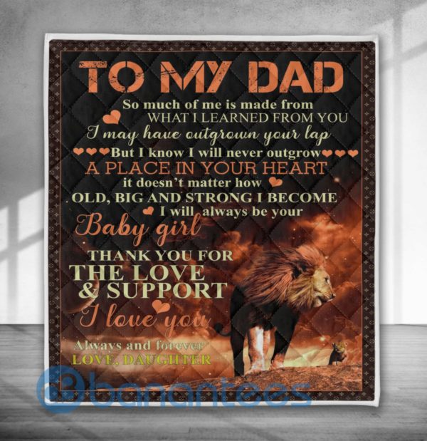 To My Dad From Daughter Lion Blanket Quilt Product Photo