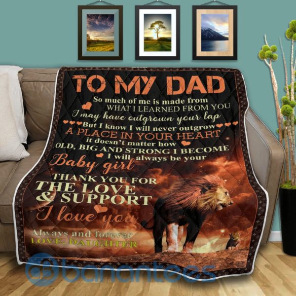 To My Dad From Daughter Lion Blanket Quilt Product Photo