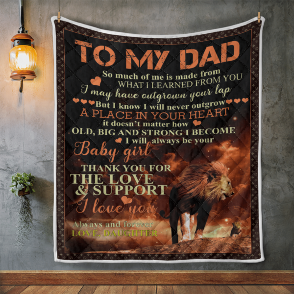 To My Dad From Daughter Lion Blanket Quilt Product Photo
