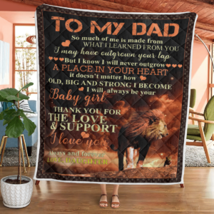 To My Dad From Daughter Lion Blanket Quilt Product Photo