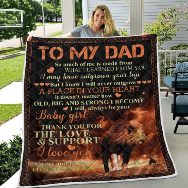 To My Dad From Daughter Lion Blanket Quilt Product Photo