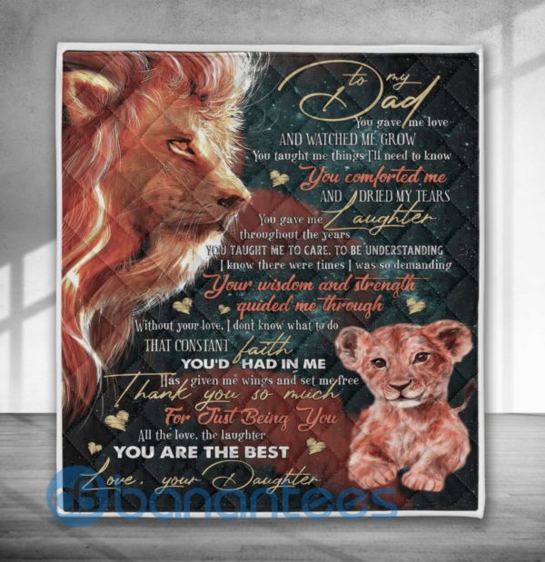 To My Dad From Daughter Lion You Are The Best Blanket Quilt Product Photo