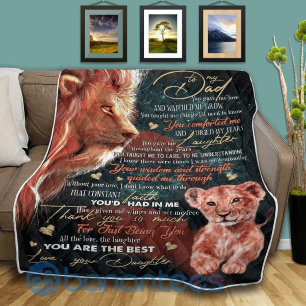 To My Dad From Daughter Lion You Are The Best Blanket Quilt Product Photo