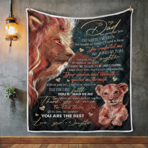 To My Dad From Daughter Lion You Are The Best Blanket Quilt Product Photo