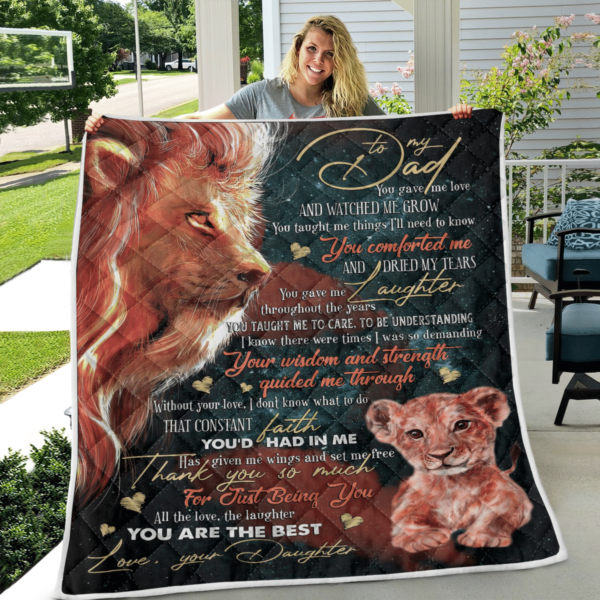 To My Dad From Daughter Lion You Are The Best Blanket Quilt Product Photo