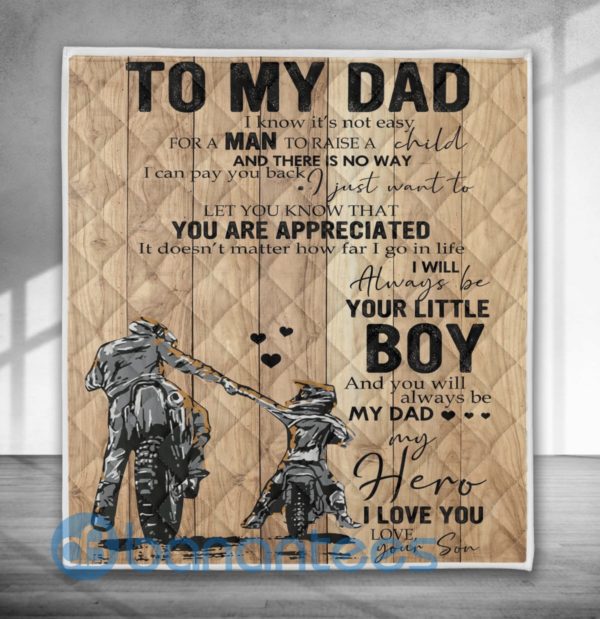 To My Dad Gift For Dad Gift For Father Blanket For Dad Motocross Blanket Quilt Product Photo